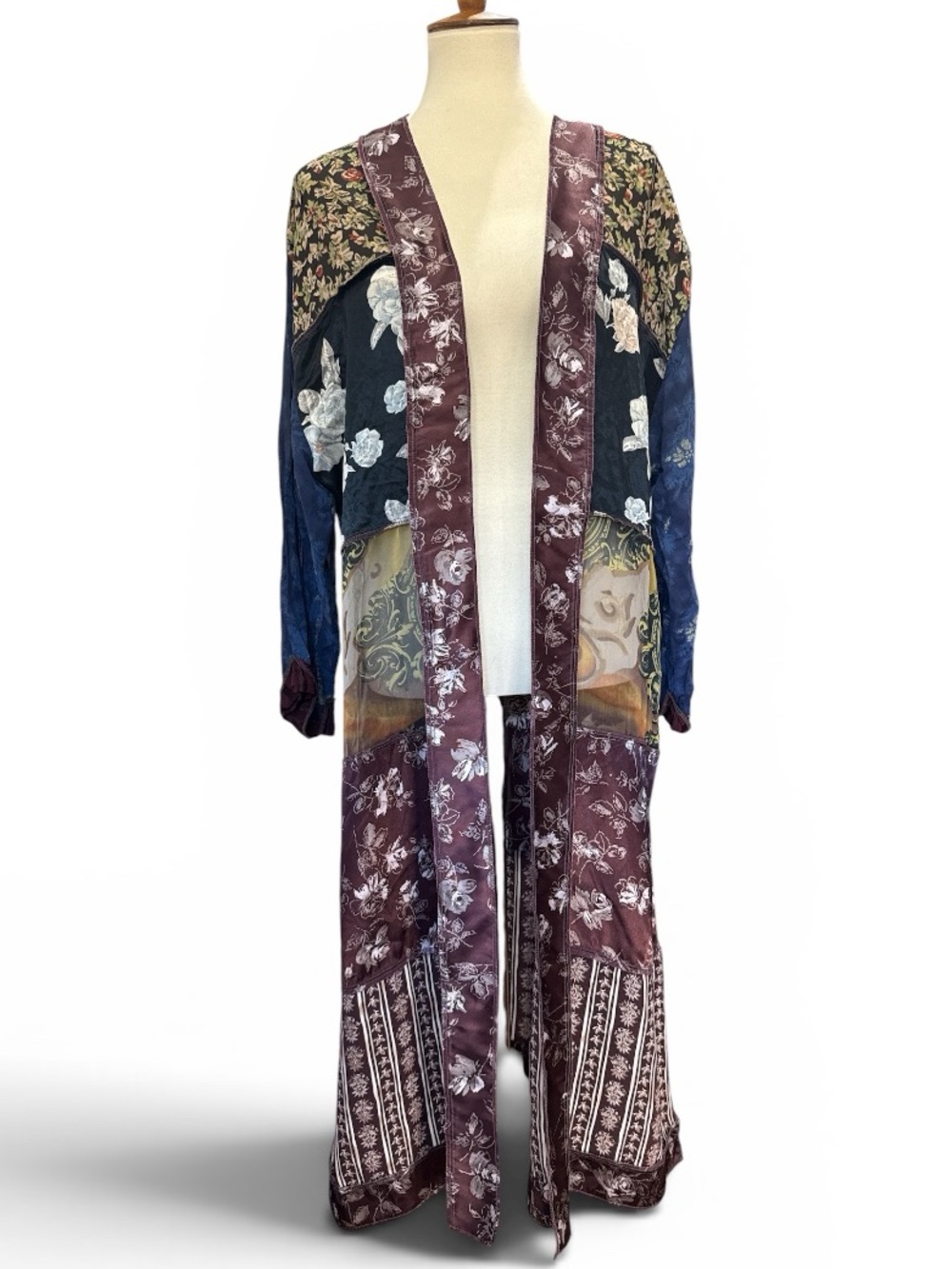 Vintage Nothing Matches Bohemian Patchwork Floral Open Front Duster #511
